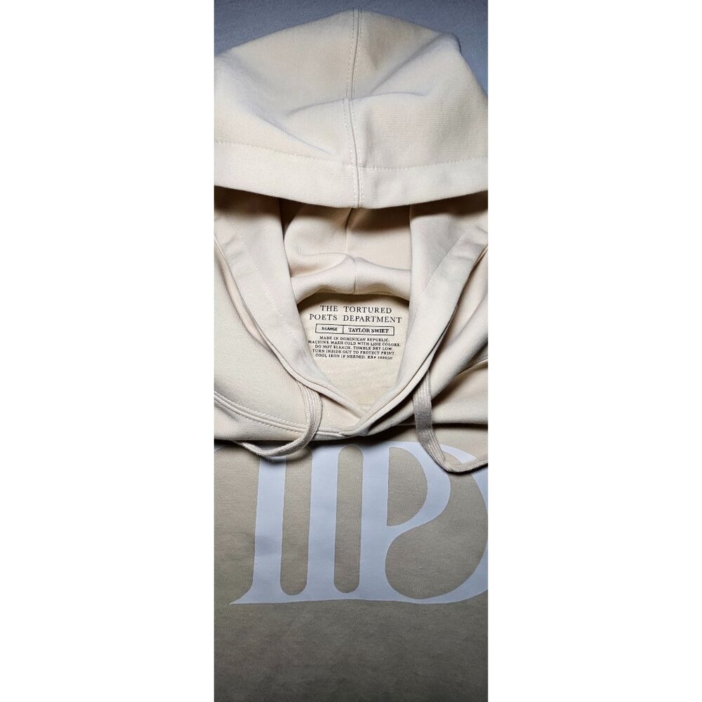 The Tortured Poets Department Taylor Swift XLarge Hoodie Sweatshirt TTPD Beige